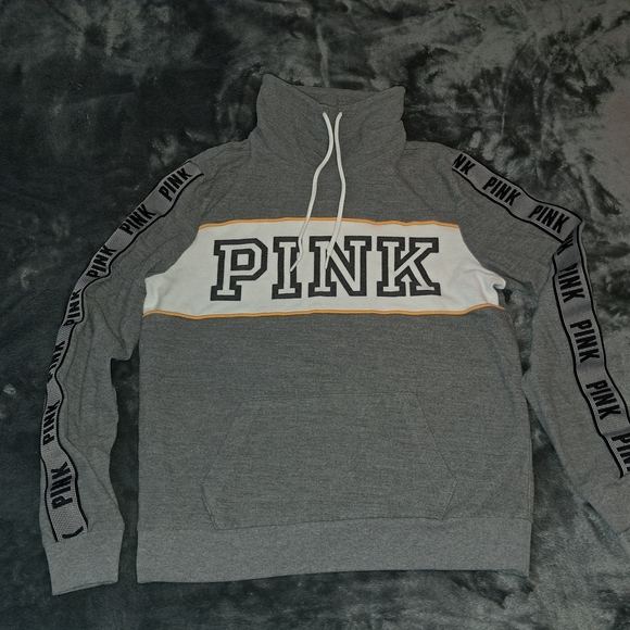 PINK Victoria's Secret Tops - Gray PINK Victoria's Secret Cottonblend Funnelneck Sweatshirt